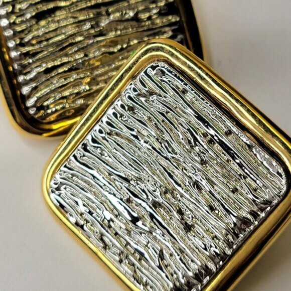 Silver and Gold Square Earrings - Picture 9 of 10